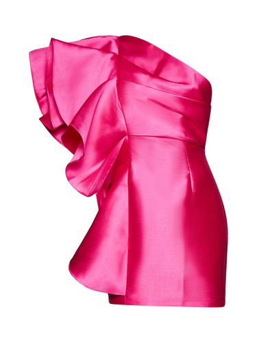 Fuchsia Mini Dress With Ruffles At The Side In Techno Fabric Woman - Solace London - Modalova