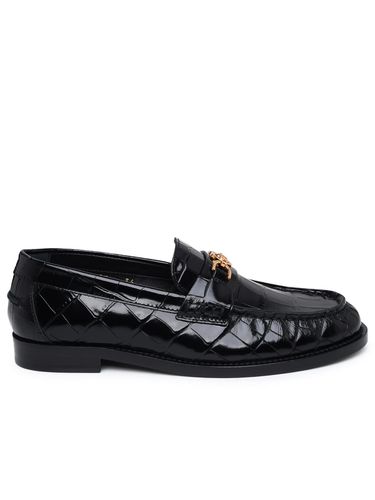 Versace Black Leather Loafers - Versace - Modalova