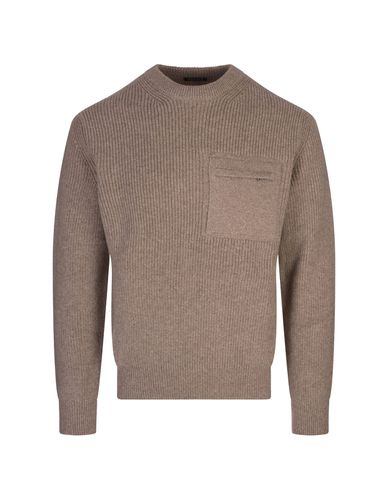 Taupe Cashmere Sweater With Pocket - Zegna - Modalova