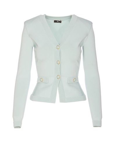 Light Blue Tricot Sweater - Elisabetta Franchi - Modalova