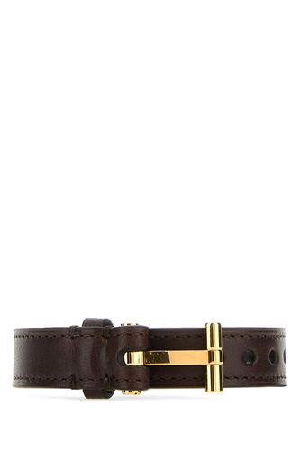 Dark Brown Leather T Bracelet - Tom Ford - Modalova