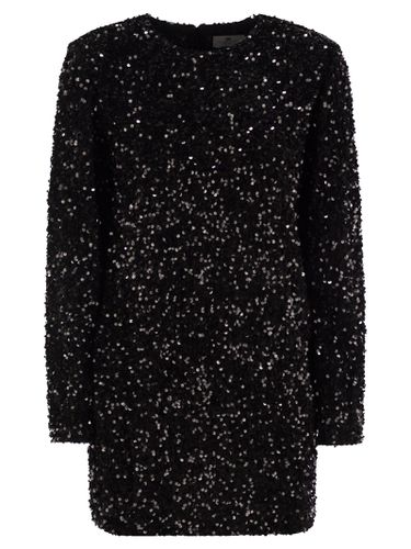 Embroidered Boxy Mini Dress In Chenille With Sequins - Elisabetta Franchi - Modalova