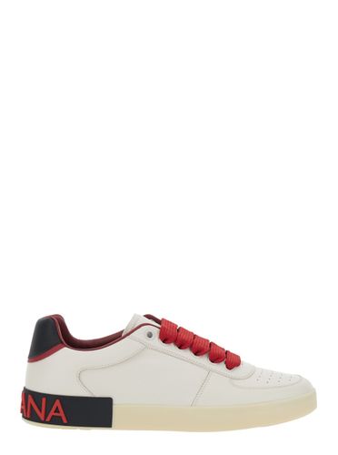 Portofino Custom Red Low Top Sneakers With Contrasting Heel With Logo Lettering In Leather Man - Dolce & Gabbana - Modalova