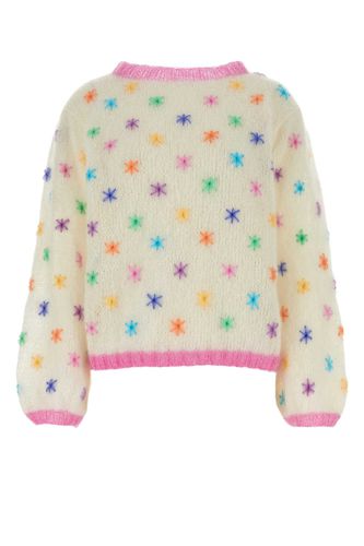 Embroidered Stretch Mohair Blend Sweater - Rose Carmine - Modalova