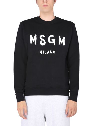 MSGM Crewneck Sweatshirt With Logo - MSGM - Modalova