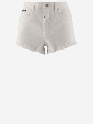 Cotton Denim Short Pants With Dg Plaque - Dolce & Gabbana - Modalova