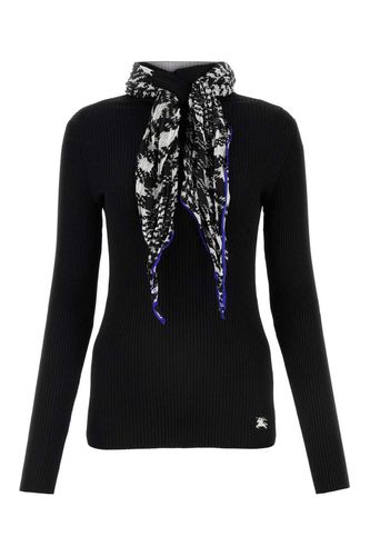 Scarf-detailed High-neck Ribbed Jumper - Burberry - Modalova