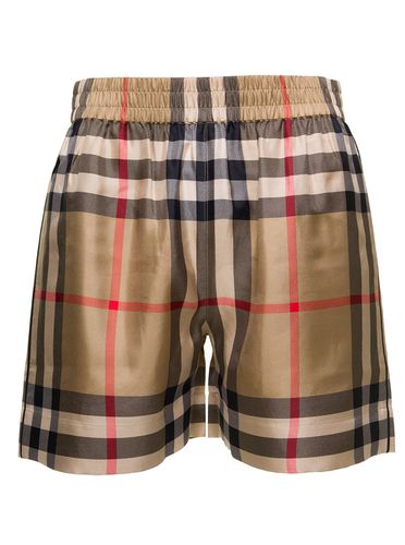 Multicolor Bermuda Shorts With Vintage Check Motif In Stretch Cotton Woman - Burberry - Modalova