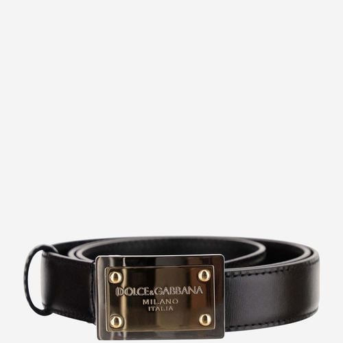 Leather Belt With Logo - Dolce & Gabbana - Modalova