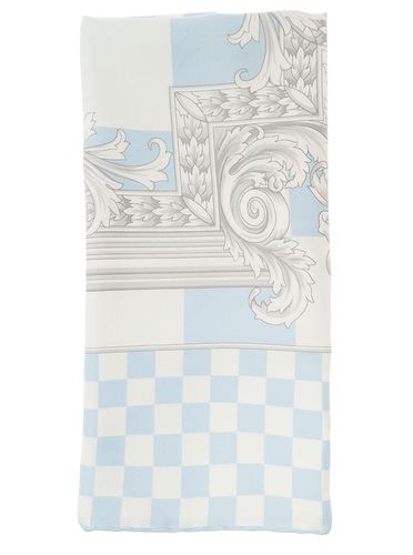 Light Blue Scarf With Nautic Baroque Print In Silk Twill Man - Versace - Modalova