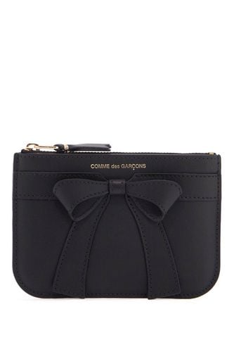 Large Black Bow Wallet In Calfskin Zip Unisex - Comme des Garçons Wallet - Modalova