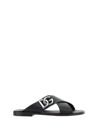Logo Leather Sandals - Dolce & Gabbana - Modalova