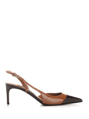Lollo Last Sling Back In Patent Leather Enriched With Toe In Contrast - Dolce & Gabbana - Modalova