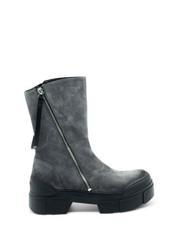 Grey Leather Ankle Boot With Zip - Vic Matié - Modalova