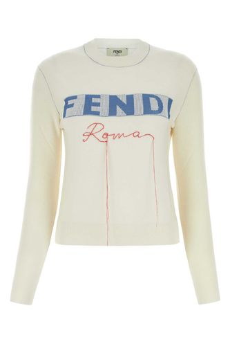 Ivory Stretch Cashmere Blend Sweater - Fendi - Modalova