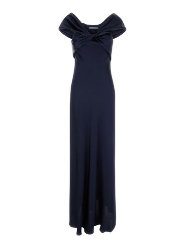 Draped Satin Long Dress In Silk Blend Woman - Alberta Ferretti - Modalova