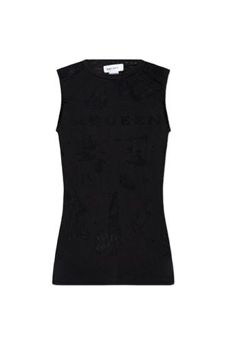 Logo Detailed Mesh Tank Top - Alexander McQueen - Modalova