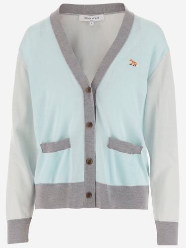 Wool Cardigan With Fox Patch - Maison Kitsuné - Modalova