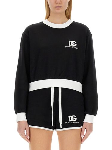 Sweatshirt With Logo Embroidery - Dolce & Gabbana - Modalova