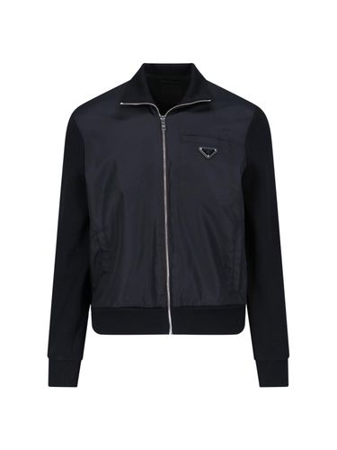 Prada Nylon Detail Zip Sweatshirt - Prada - Modalova