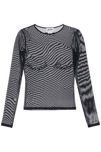 Top In Mesh Velluto Nero Logato - Jean Paul Gaultier - Modalova