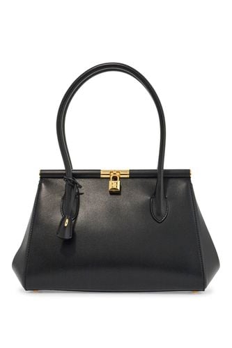 Black Calfskin Handbag With Snap Closure - Dolce & Gabbana - Modalova