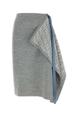Fendi Melange Grey Wool Blend Skirt - Fendi - Modalova