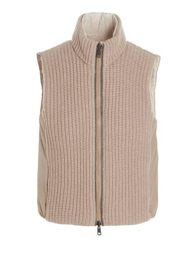 Reversible Sleeveless Gilet In Cashmere And Nylon With English Rib And Embellished With Rows Of Jewels On The Closing Zip - Brunello Cucinelli - Modalova