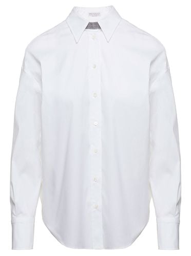 Oversize Shirt With Monile Detail In Cotton Blend Woman - Brunello Cucinelli - Modalova