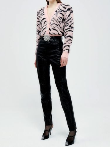 Zebra Pattern Knitted Cardigan - Alessandra Rich - Modalova