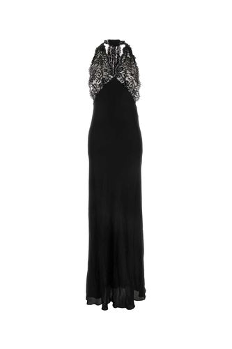 Black Silk And Lace Long Dress - Saint Laurent - Modalova