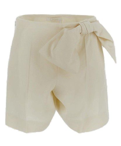 Chloé Linen Short Pants With Bow - Chloé - Modalova
