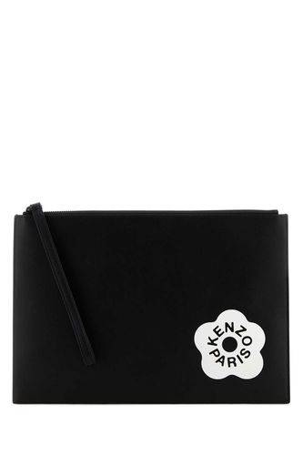 Black Leather Large Stamp Clutch - Kenzo - Modalova