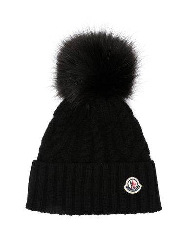 Wool And Cashmere Beanie With Pompon - Moncler - Modalova