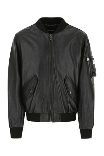 Black Leather Jacket - Dolce & Gabbana - Modalova