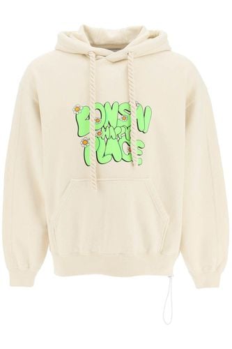 Slogan-printed Drawstring Hoodie - Bonsai - Modalova