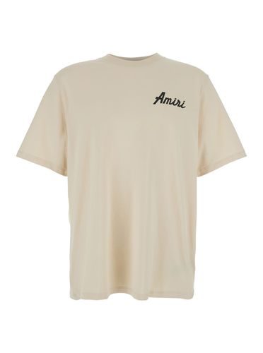 City Crewneck T-shirt With Logo Detail On The Front And Maxi Logo Print On The Rear In Cotton Man - AMIRI - Modalova