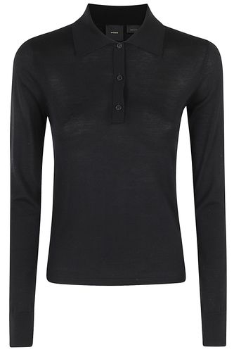 Liquoroso Black Long-sleeve Polo Shirt In Wool Woman - Pinko - Modalova