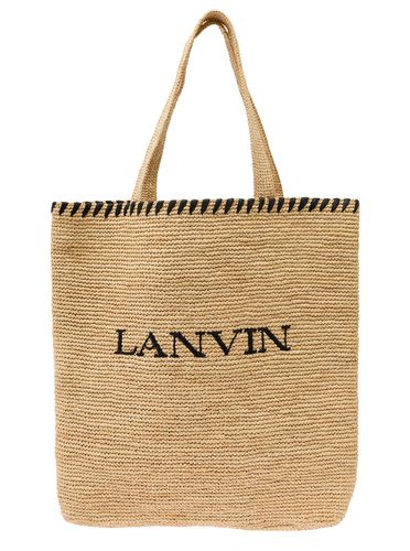 Tote Bag With Embroidered Logo In Rafia Woman - Lanvin - Modalova