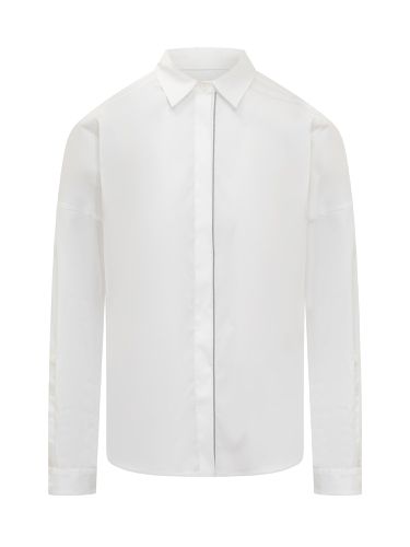 Cotton Poplin Shirt With Monile Insert - Brunello Cucinelli - Modalova