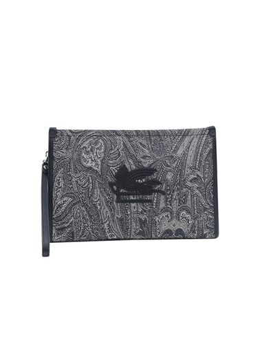 Navy Large Pouch With Paisley Jacquard Motif - Etro - Modalova