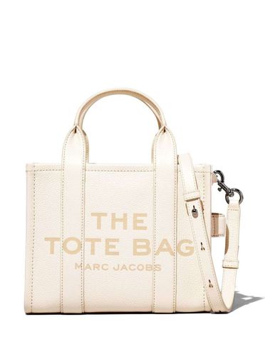 The Mini Tote Bag White Shoulder Bag With Logo In Grainy Leather Woman - Marc Jacobs - Modalova