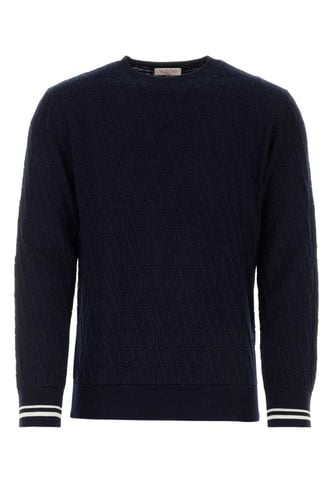 Dark Blue Cotton Sweater - Valentino Garavani - Modalova
