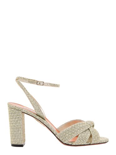 Nina Sandals With Open Toe And High Block Heel In Tweed Woman - Aquazzura - Modalova