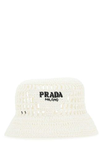 Logo Embroidered Woven Bucket Hat - Prada - Modalova