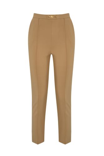 Technical Fabric Trousers With Horsebit - Elisabetta Franchi - Modalova