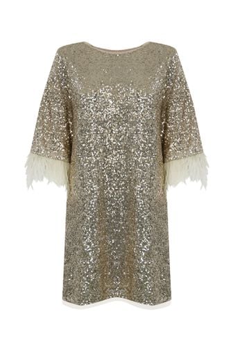 Short Dress With Sequins And Ostrich Feathers - TwinSet - Modalova