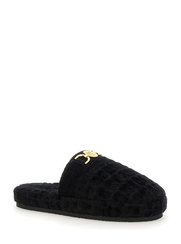 Slippers With Logo Plaque In Fabric Man - Versace - Modalova