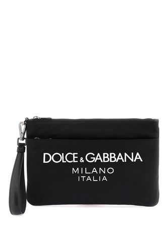 Nylon Pouch With Rubberized Logo - Dolce & Gabbana - Modalova