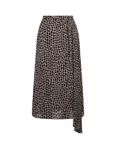 Asymmetrical Long Skirt With Animalier Print - MSGM - Modalova